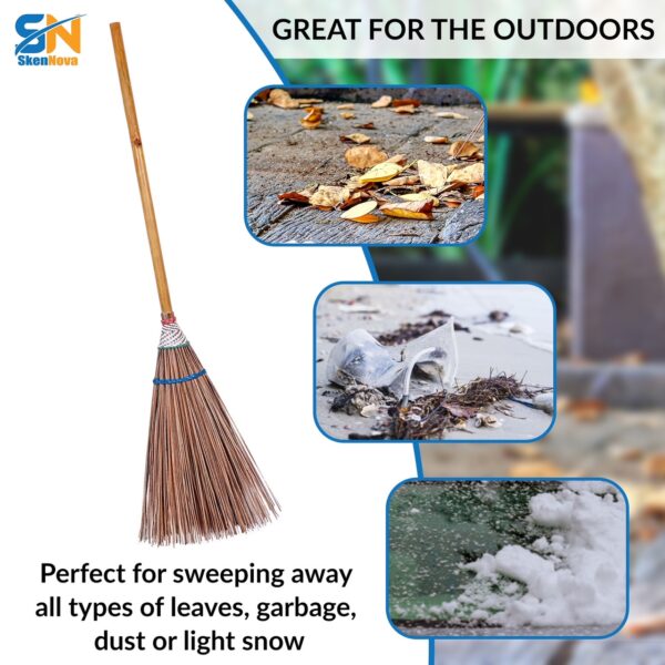 Heavy Duty Coconut Leaf Stick Broom – Handmade with Bamboo Handle, Ideal for Outdoor Sweeping of Leaves, Debris, and Light Snow – Durable, Natural Bristle Broom for Patios, Gardens, and Driveways" - Image 6