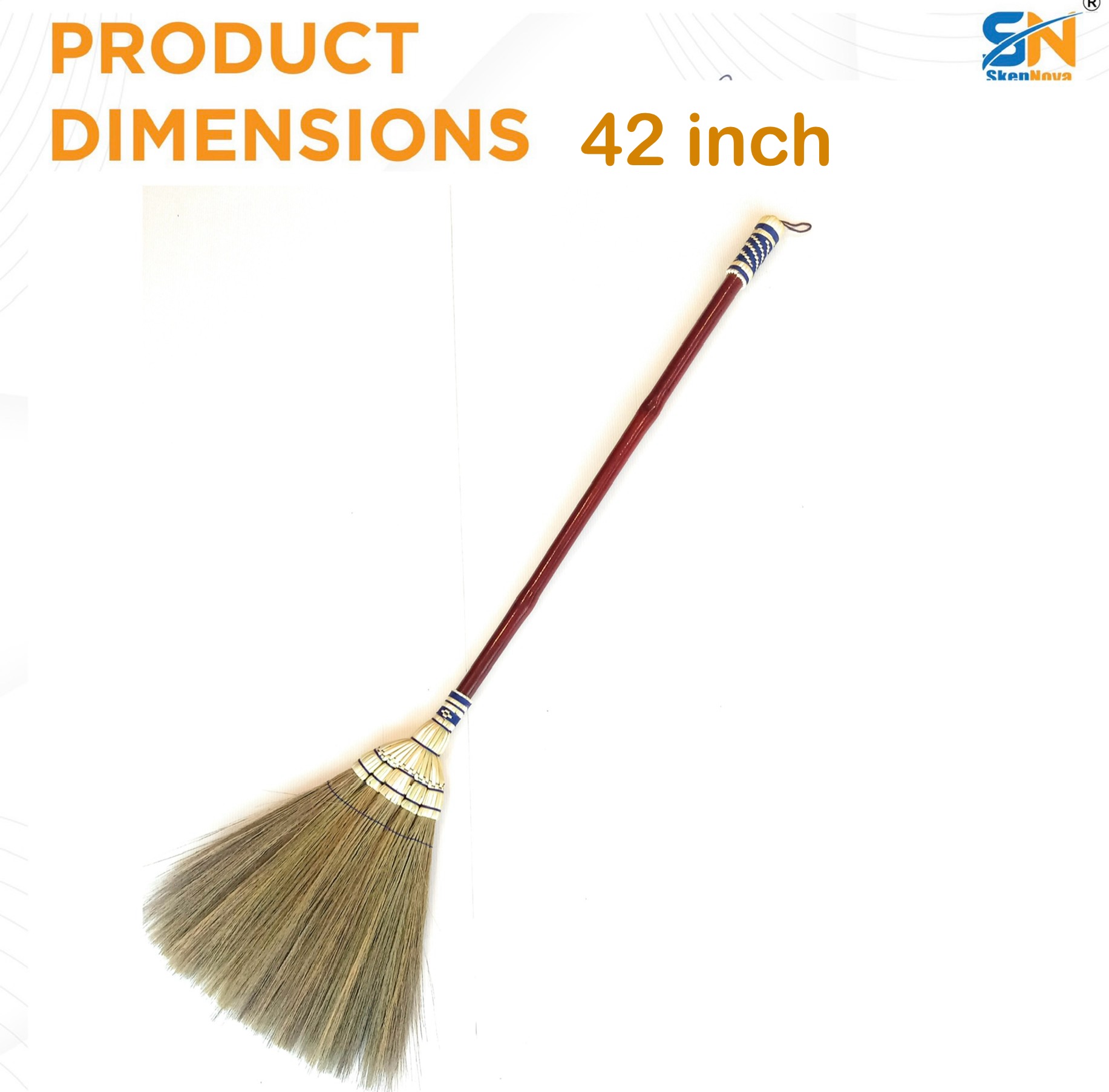 Handmade Thai Grass Broom with Bamboo Handle, 42 Inch - Durable and Natural Sweeping Tool for Indoor and Outdoor Use - Image 4