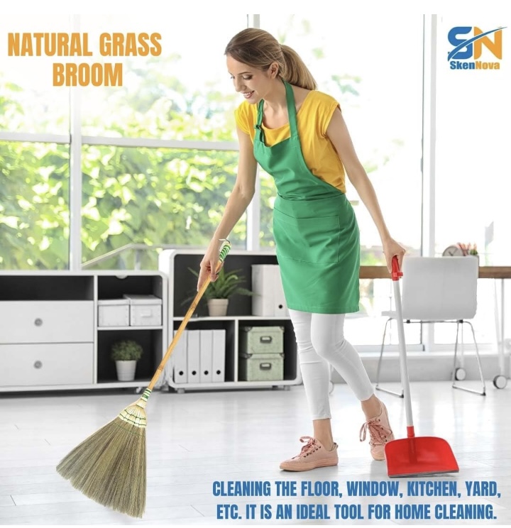 Handmade Thai Grass Broom with Bamboo Handle, 42 Inch - Durable and Natural Sweeping Tool for Indoor and Outdoor Use - Image 3